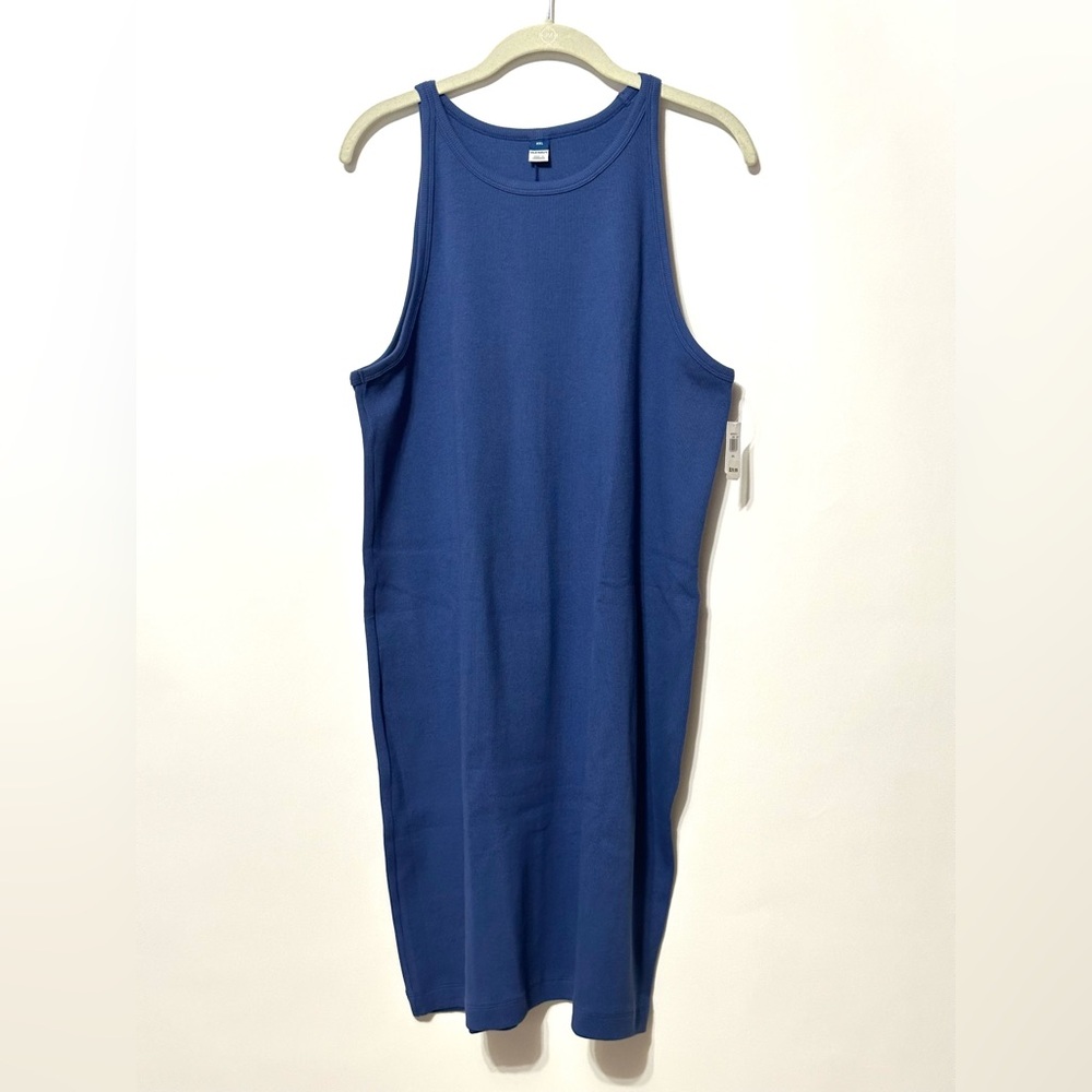 Old Navy High Neck Sleeveless Ribbed Mini Dress In Seaborne Blue Sz XXL